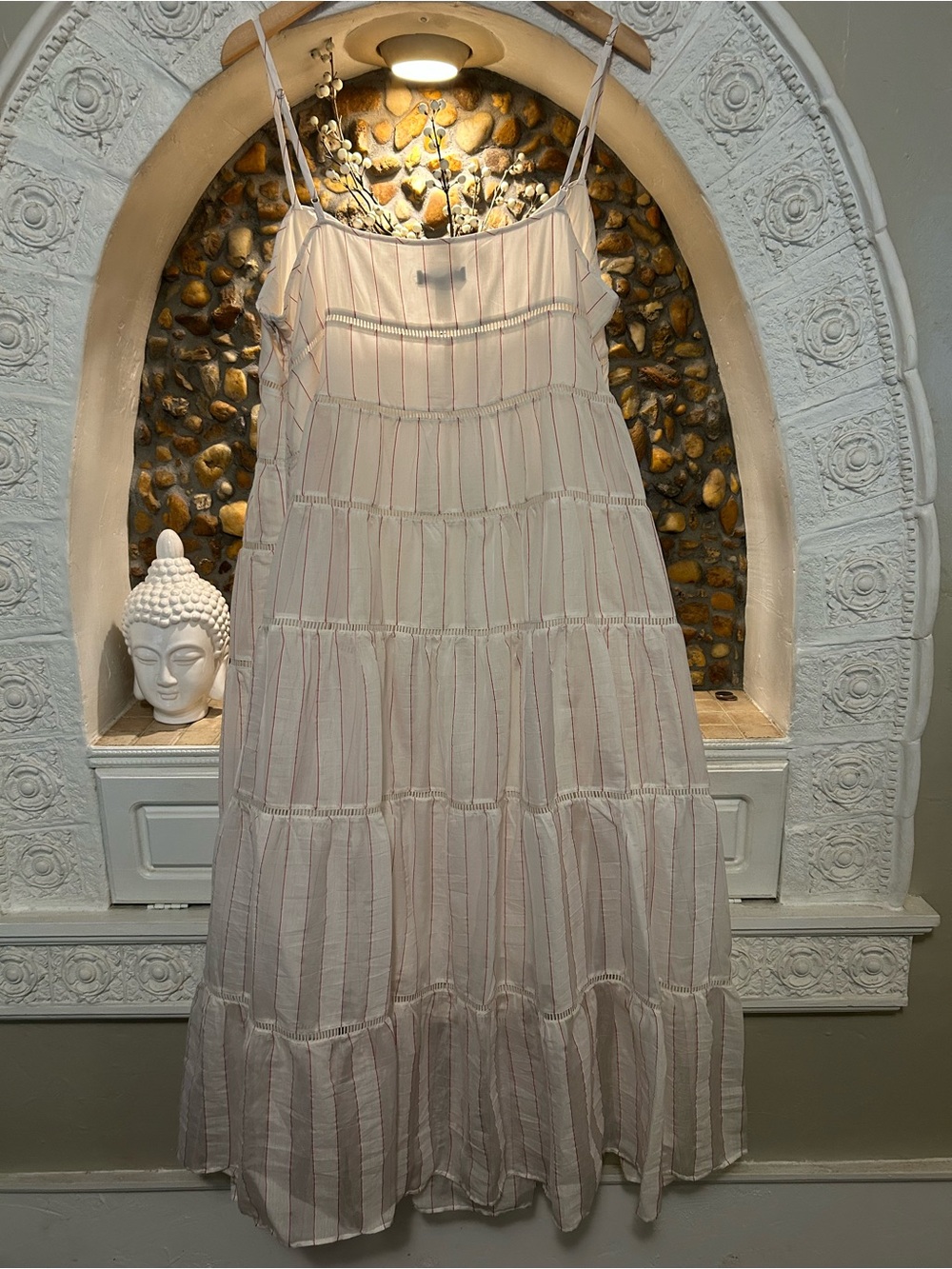 J. Crew Cream Maxi Dress with Pink Stripes - Picture 4 of 5